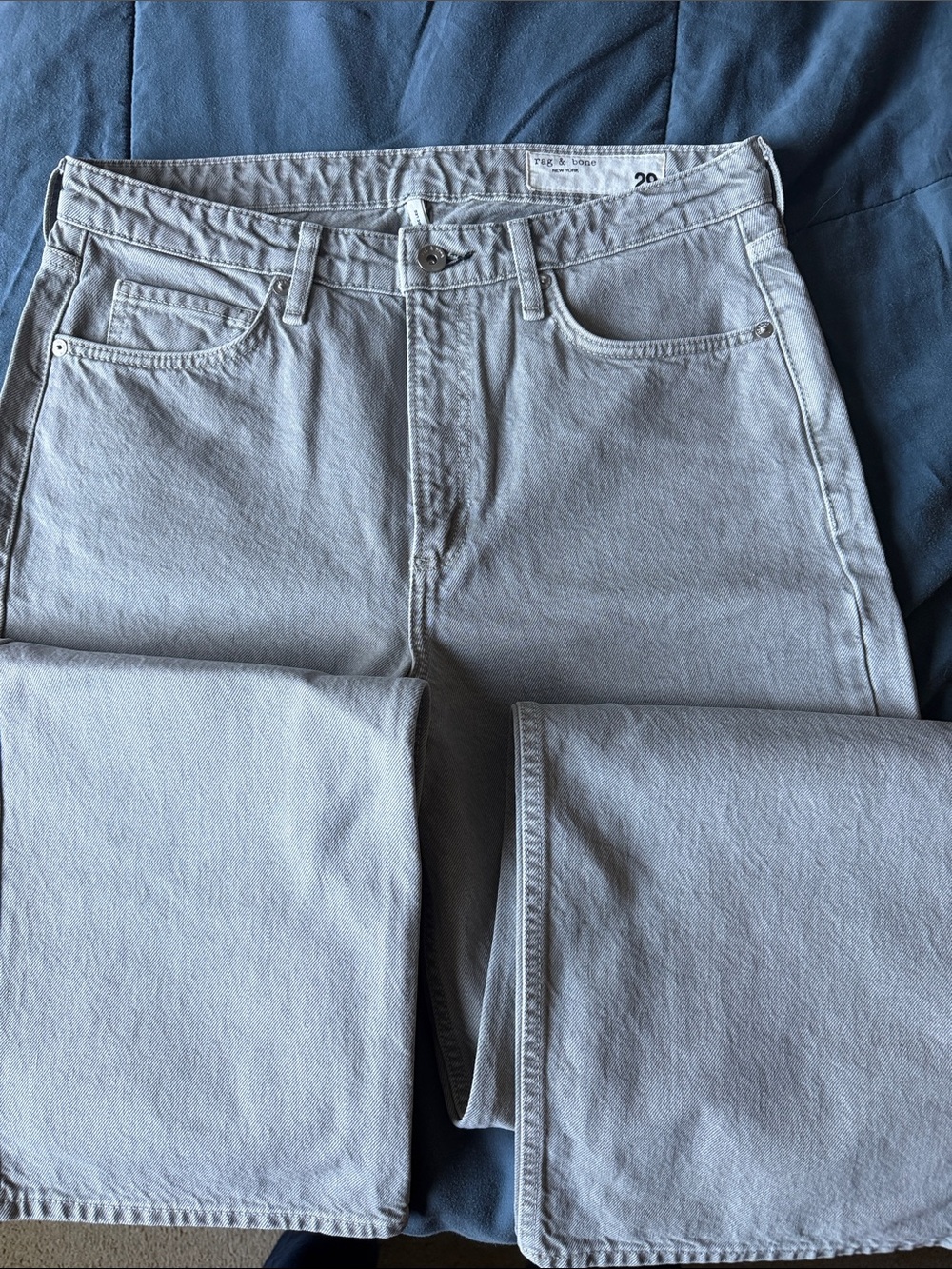 rag & bone Logan Mid-Rise Wide Leg Jeans in Light Gray